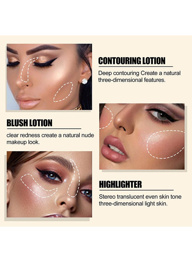 Jaysuing - 3 Pcs Cream Contour Sticks with Cushion Applicatorb - Shades with Highlighter and Blush - Waterproof Contour Pen - Highlighter Stick,Blush Stick Easy to Create 3D Face Makeup Set - Image 1