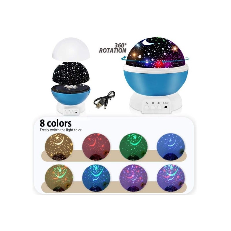 (Multi Color) Romantic Sky Star Master Night Light Projector Children Kids Baby Sleep Lighting USB Lamp LED Projection, Best Gift for Love, Birthday, Christmas, Disco Lamp, Moon Light Lamp, Desco Ball Light, 360 Degree Night Light with Colorful Moon and Stars, USB Cable for Nursery Room, Rotating 360 Degree Moon Night Light Lamp Projector with Colors and USB Cable, Moon Lamp (Multicolor, Pack of 1 Random, Crystal) - Image 1