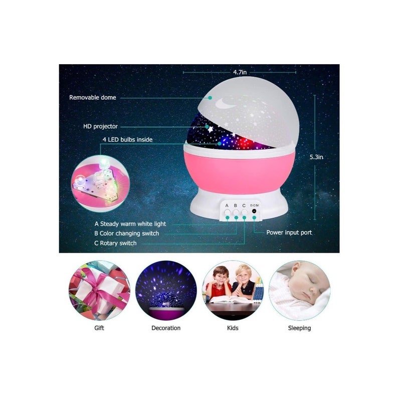 (Multi Color) Romantic Sky Star Master Night Light Projector Children Kids Baby Sleep Lighting USB Lamp LED Projection, Best Gift for Love, Birthday, Christmas, Disco Lamp, Moon Light Lamp, Desco Ball Light, 360 Degree Night Light with Colorful Moon and Stars, USB Cable for Nursery Room, Rotating 360 Degree Moon Night Light Lamp Projector with Colors and USB Cable, Moon Lamp (Multicolor, Pack of 1 Random, Crystal) - Image 5
