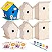 Neliblu 2 Pack Birdhouse Kits for Kids 61 x 59 x 30 DIY Craft and Garden Decoration Precut Easy to Assemble for Birdwatchers Includes Paints Brushes Birdhouse Kits for Adults to Build - Image 3