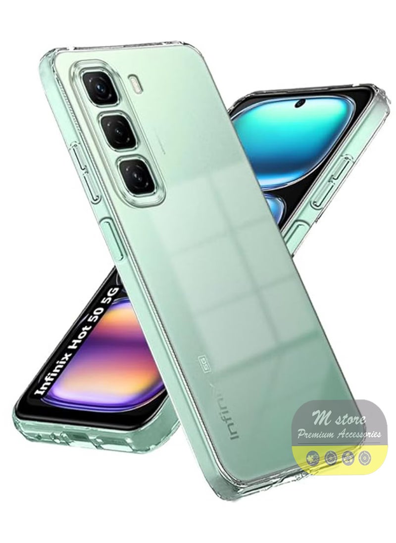 Generic For Infinix Hot 50 5G Shock Proof Case Cover - Ultra Clear, Durable & Accurate Cut-outs - Scratch, Dust & Smudge Protection - Clear Silicon Back Cover for Infinix Hot 50 5G  - Image 1