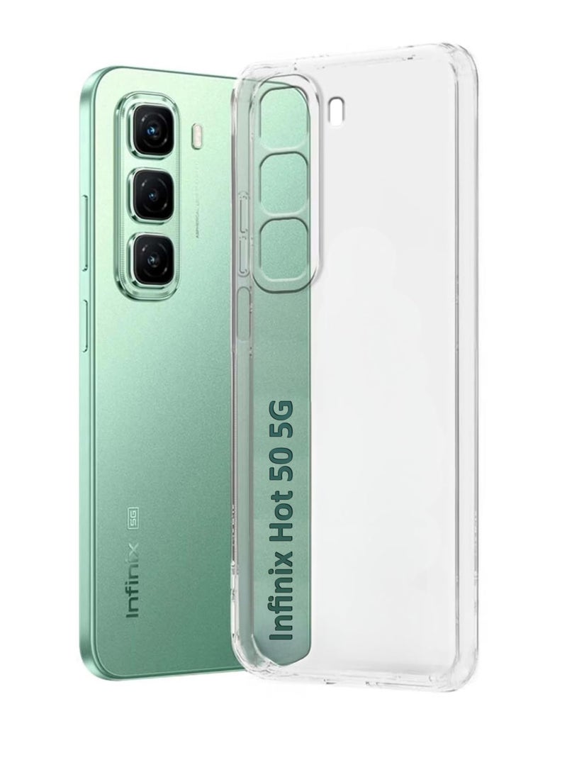 Generic For Infinix Hot 50 5G Shock Proof Case Cover - Ultra Clear, Durable & Accurate Cut-outs - Scratch, Dust & Smudge Protection - Clear Silicon Back Cover for Infinix Hot 50 5G  - Image 2