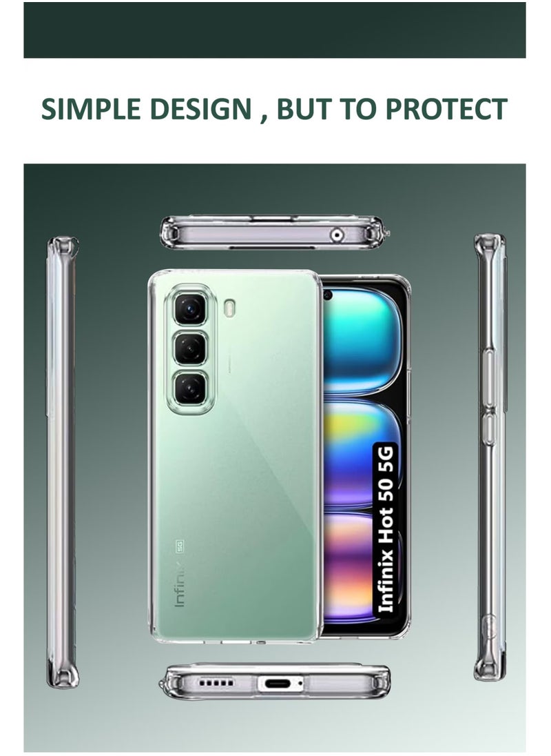 Generic For Infinix Hot 50 5G Shock Proof Case Cover - Ultra Clear, Durable & Accurate Cut-outs - Scratch, Dust & Smudge Protection - Clear Silicon Back Cover for Infinix Hot 50 5G  - Image 3