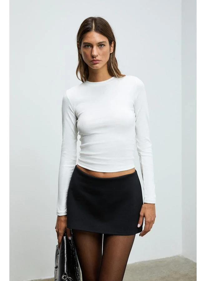 Grimelange GRIGROS Women's Stretch Fabric Body-Hugging Slim Fit Long Sleeve White T-Shirt