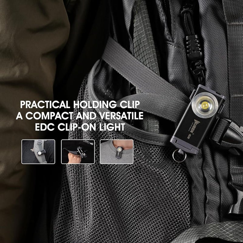WUBEN G2 EDC Flashlight Rechargeable, Super Bright 500 Lumens Keychain Flashlight, 5 Modes LED Pocket Flashlight Compact, Small Mini Magnetic Work Light with Clip for Camping, Everyday Use (Black) - Image 4