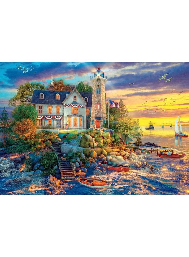 Buffalo Games Dominic Davison Rock Island Lighthouse 500 Piece Jigsaw Puzzle - Image 1