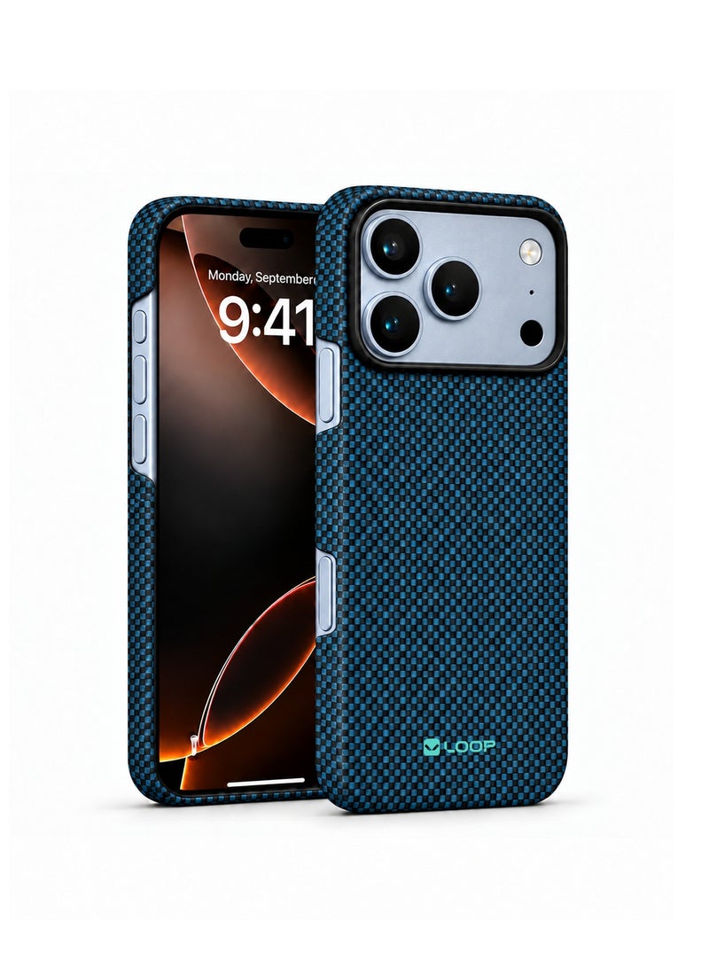 LOOP Kevlar Phone Case for iPhone 18 Pro Max, Ultra-Slim Aramid Fiber Cover, Anti-Slip Grip, Raised Camera Protection, Matte_Navy - Image 1