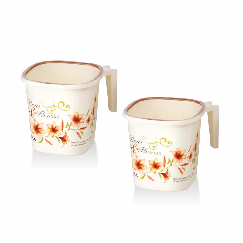 NAYASA Plastic Square DLX Mug (1.5 L, Off White) - 2 Pieces Set - Image 1