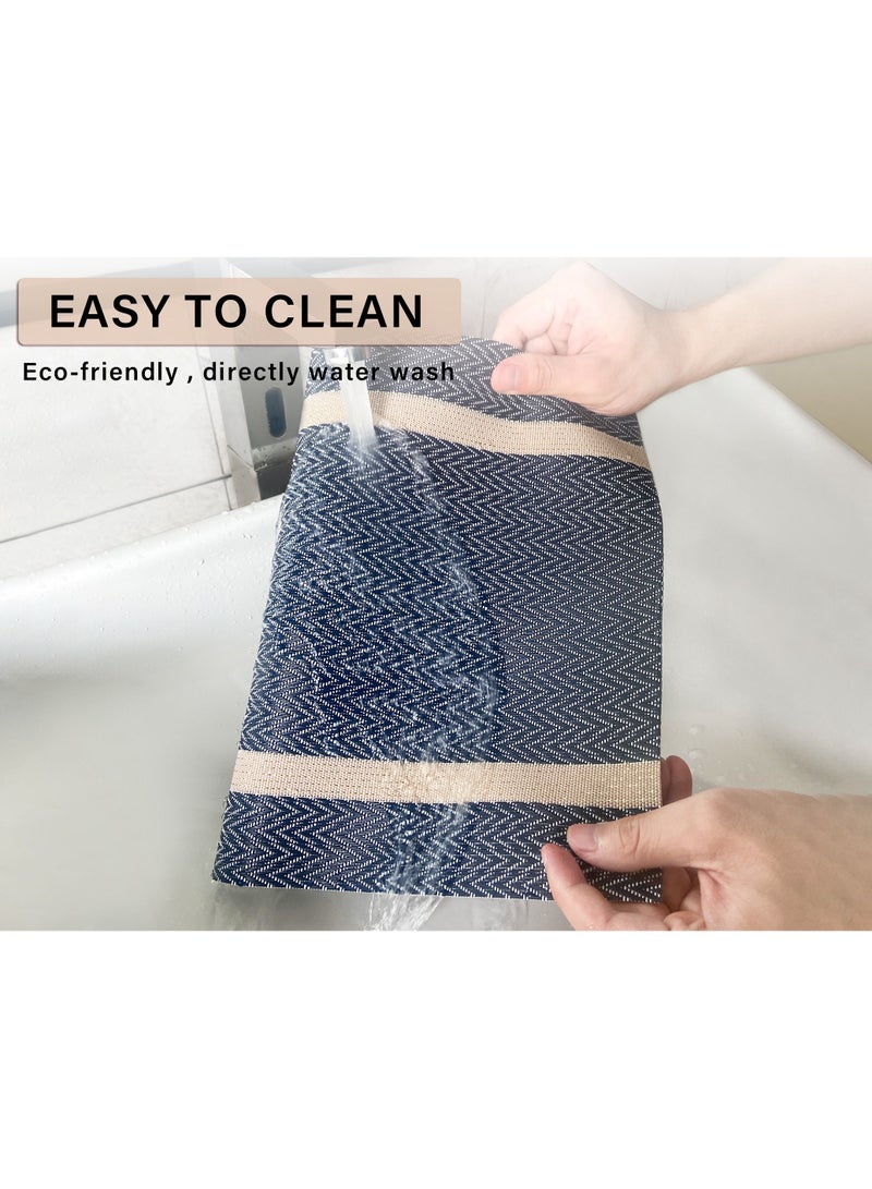 أبليف طقم مفارش طاولة زرقاء من ابيليف - مفارش من الفينيل سهلة التنظيف وقابلة للغسل - مفارش طاولة من بلاستيك PVC مقاومة للحرارة - مفارش طاولة لطاولة الطعام (نمط سهم ذهبي ازرق) - Image 3