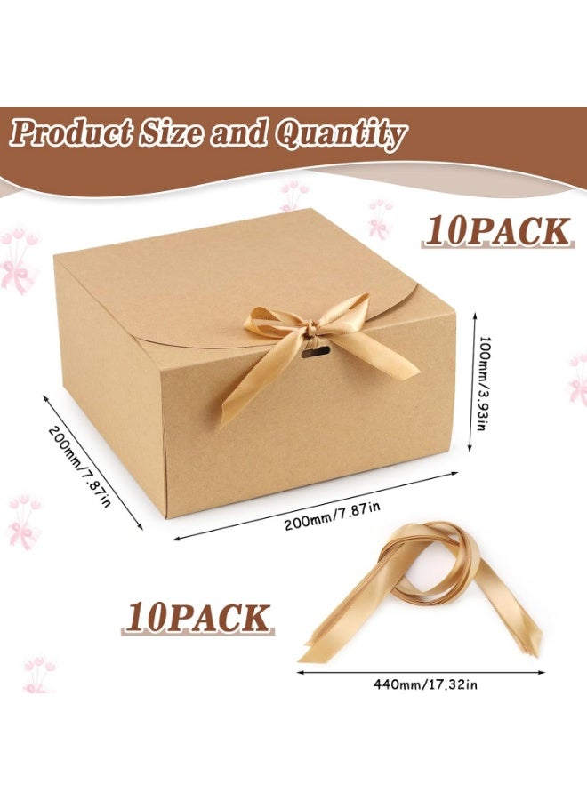 Meetion Large Gift Box with Lid Gift Box Gift Box for Birthday Pack of 10 Gift Boxes Brown Set Cardboard Gift Box Packaging Boxes Gift Box Gift Box Gift Box Gift Box 20 x 20 x 10 cm - Image 4