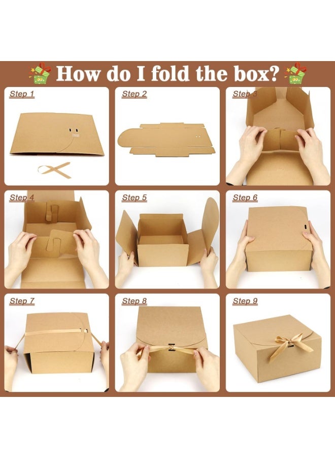 Meetion Large Gift Box with Lid Gift Box Gift Box for Birthday Pack of 10 Gift Boxes Brown Set Cardboard Gift Box Packaging Boxes Gift Box Gift Box Gift Box Gift Box 20 x 20 x 10 cm - Image 5