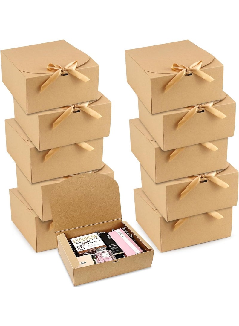Meetion Large Gift Box with Lid Gift Box Gift Box for Birthday Pack of 10 Gift Boxes Brown Set Cardboard Gift Box Packaging Boxes Gift Box Gift Box Gift Box Gift Box 20 x 20 x 10 cm - Image 1