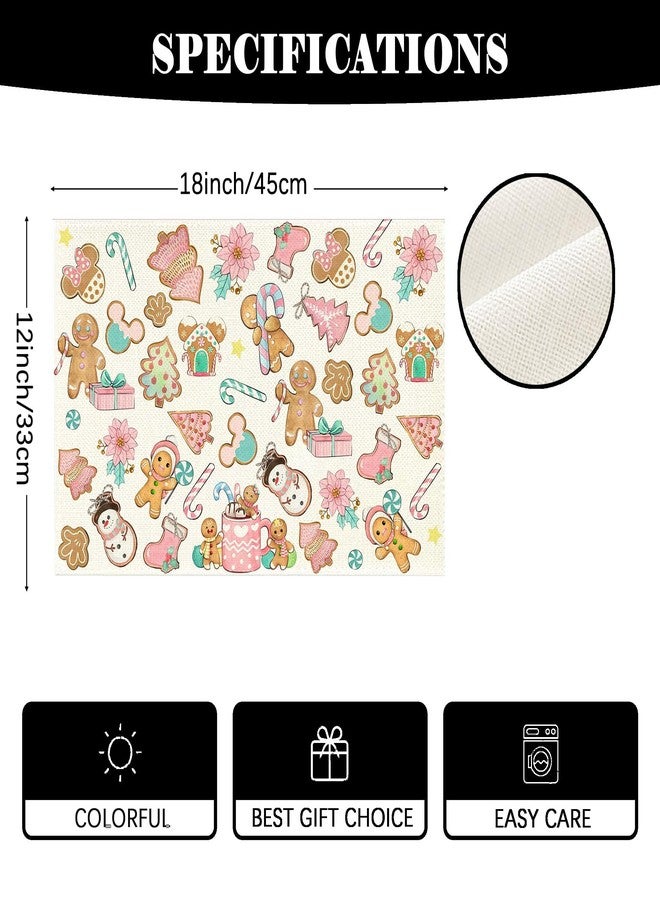 Yarcooly Gingerbread Christmas Placemats Set of 4 Candy Cane Gingerbread Man Table Mats New Year Winter Decorations for Home Party - Image 2