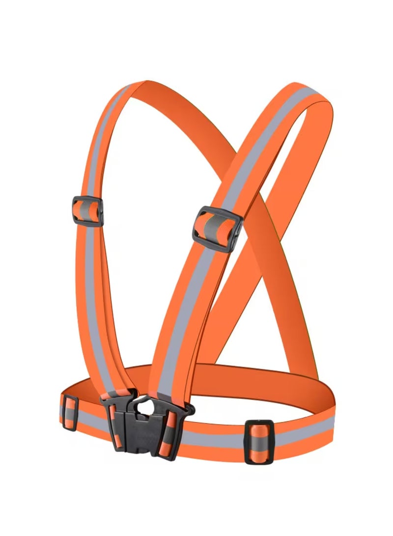 Yuwell 1 Piece Adjustable Reflective Safety Vest for Night Running & Cycling, High Visibility Elastic Reflective Belt with Straps for Jogging, Walking, Hiking, Construction, Traffic, Warehouse & Outdoor Safety Gear Orange - Image 1