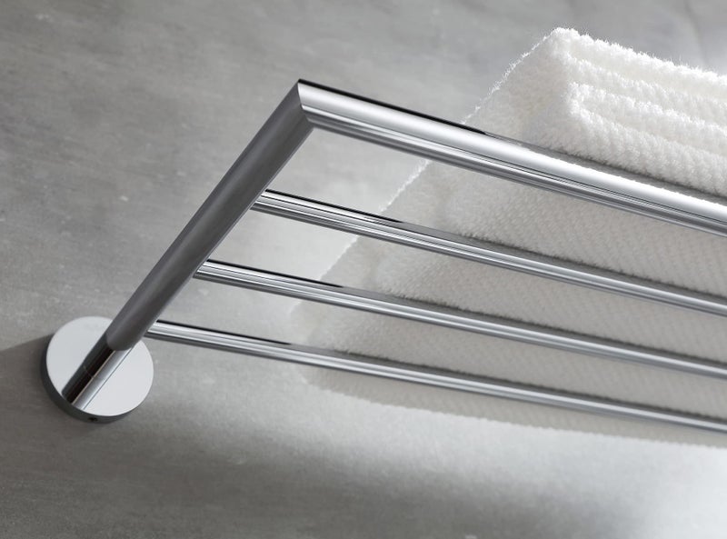 BUVELOT BUVELOT Towel Rack for Bathroom Towel Shelf Wall Mounted Modern Hotel Style with Towel Bar Single Towel Rack Chrome 26Inch 077090CR Leo Series 