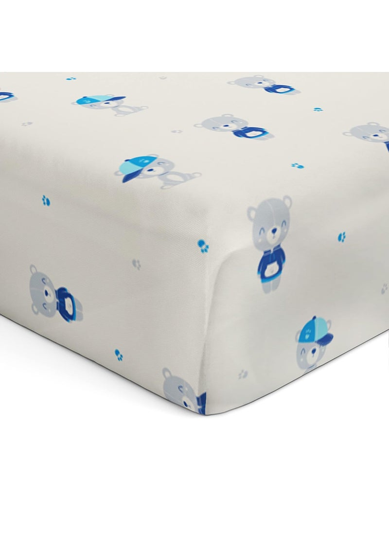 The White Cradle The White Cradle Flat Bed Sheet for Baby Cot Mattress Pure Organic Cotton Extra Large Super Soft Smooth Absorbent Breathable Twill Fabric for Infants Newborns Grey Bear  - Image 1