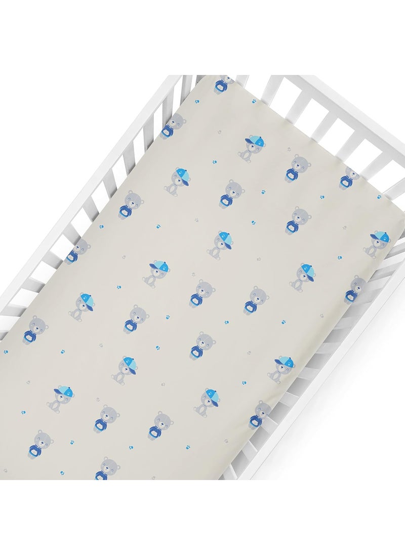 The White Cradle The White Cradle Flat Bed Sheet for Baby Cot Mattress Pure Organic Cotton Extra Large Super Soft Smooth Absorbent Breathable Twill Fabric for Infants Newborns Grey Bear  - Image 5