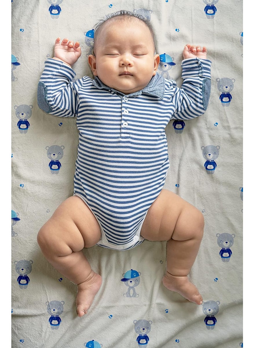 The White Cradle The White Cradle Flat Bed Sheet for Baby Cot Mattress Pure Organic Cotton Extra Large Super Soft Smooth Absorbent Breathable Twill Fabric for Infants Newborns Grey Bear  - Image 3