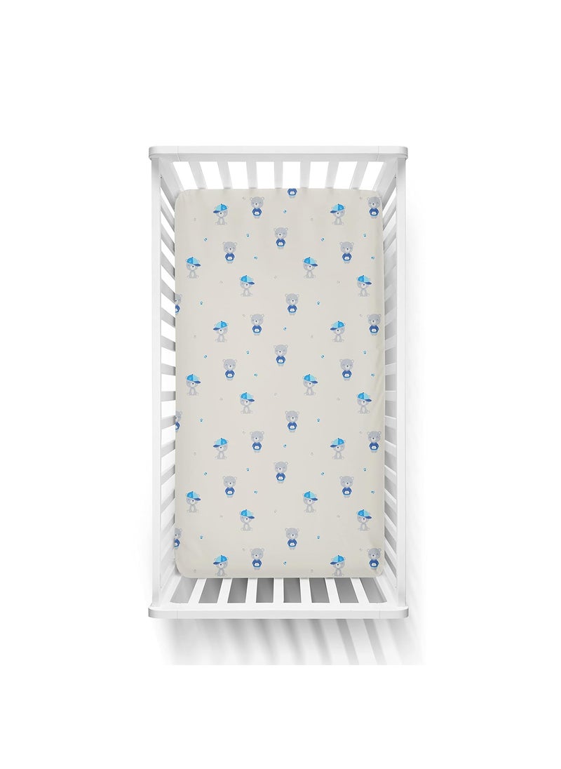The White Cradle The White Cradle Flat Bed Sheet for Baby Cot Mattress Pure Organic Cotton Extra Large Super Soft Smooth Absorbent Breathable Twill Fabric for Infants Newborns Grey Bear  - Image 4