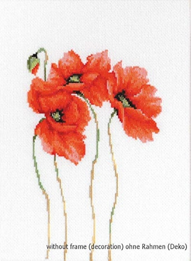 LUCAS-S Four Poppies Counted Cross Stitch Kit