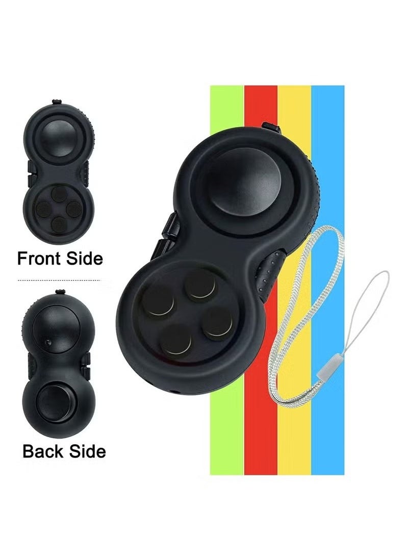 Generic - Fidget Pad Toy for Anxiety and Stress Relief 8 Fidget Features Cube with Silent Button ABS Plastic Fidget Controller Pad Cube for Kids and Adults (Black) - Image 1