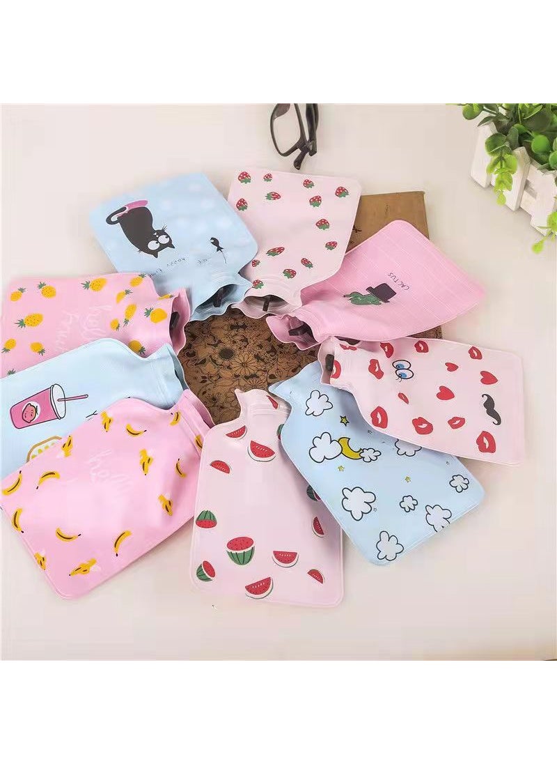 Generic Mini PVC Pearlescent Hot Water Bottle Cartoon Hand Warmer Pearlescent water bag mixed hair random 