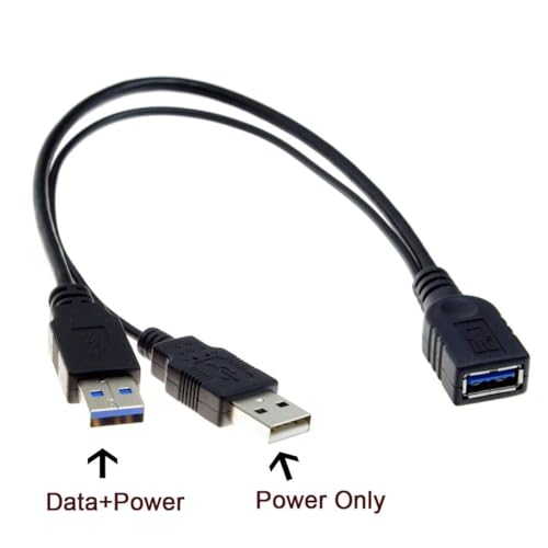 Haokiang USB 3.0 Y Splitter Cable, Haokiang 1Feet USB 3.0 Type A Male to Dual USB Female 1 to 2 Y Splitter Sync Data Charger Cable Cord(One Side Only for Charging) (USB3.0 1F/2M) - Image 3