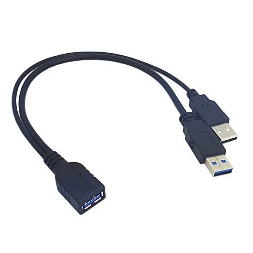 Haokiang USB 3.0 Y Splitter Cable, Haokiang 1Feet USB 3.0 Type A Male to Dual USB Female 1 to 2 Y Splitter Sync Data Charger Cable Cord(One Side Only for Charging) (USB3.0 1F/2M) - Image 4