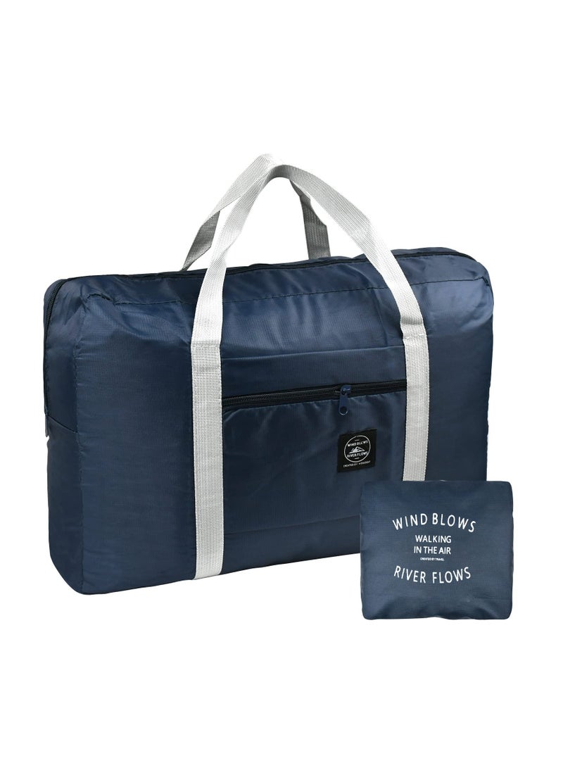 SYOSI Large Capacity Travel Bag, Portable Travel Bag Foldable Travel Bag Waterproof Weekender Bag Clothes Storage Bag Tear-resistant Travel Bag Water-Resistant Duffle Bag for Women and Men(Dark blue)  - Image 1