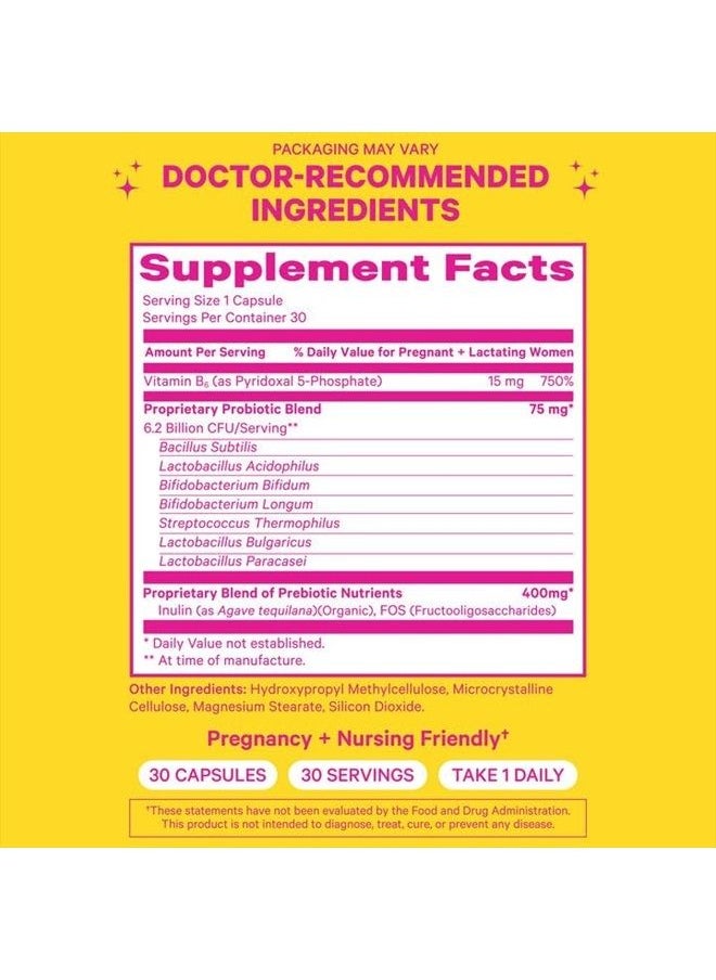 Pink Stork Prenatal Probiotics for Women, Vitamin Supplement to Support Morning Sickness, Digestion, and Gut Health in Pregnancy with Added Prebiotics and Vitamin B6, 1 Month Supply  - Image 4