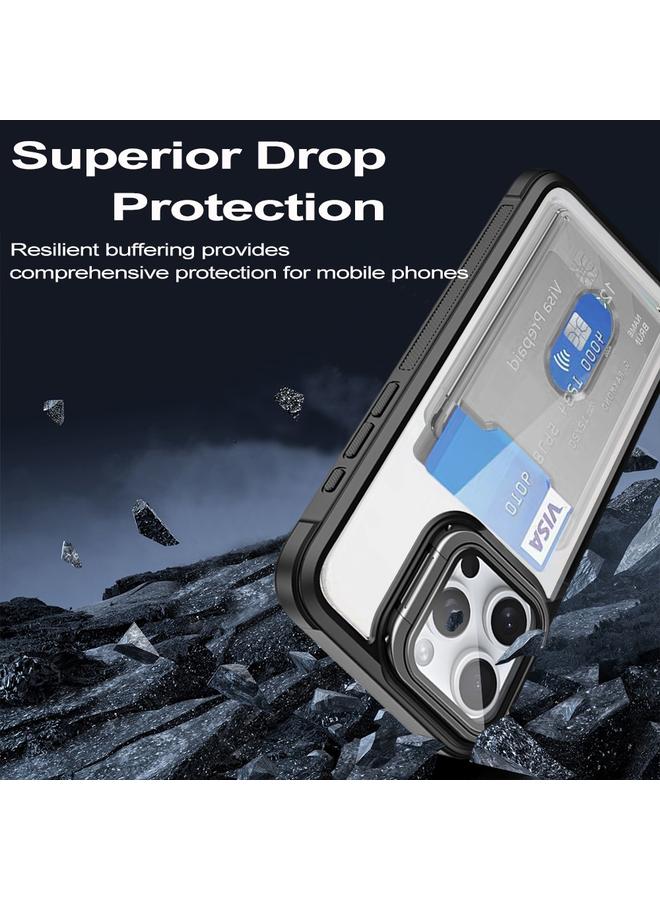 Zaboon Case For iPhone 13 Card Bag Holder Acrylic Hybrid TPU Phone Case - Image 4