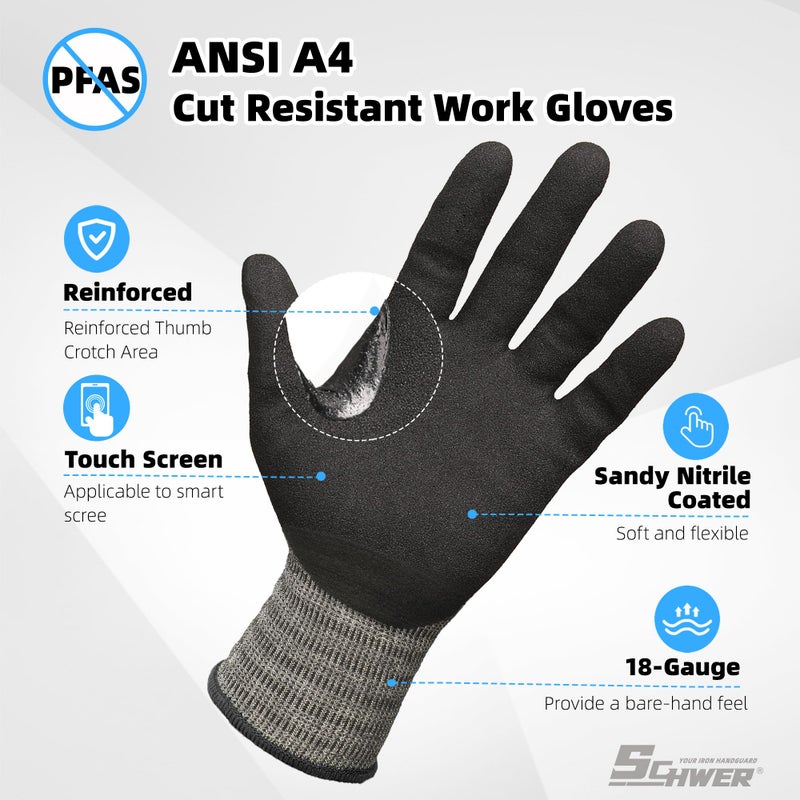 Schwer A4 AIR-SKIN Cut Resistant Work Gloves AR5918 with Extreme Lightweight & Thin, Grip Gloves for Gardening, Fishing, Refined Work, Mechanic, Touch-Screen, Non-PFAS, 3D-Comfort Fit, 1 Pair (M) - Image 2