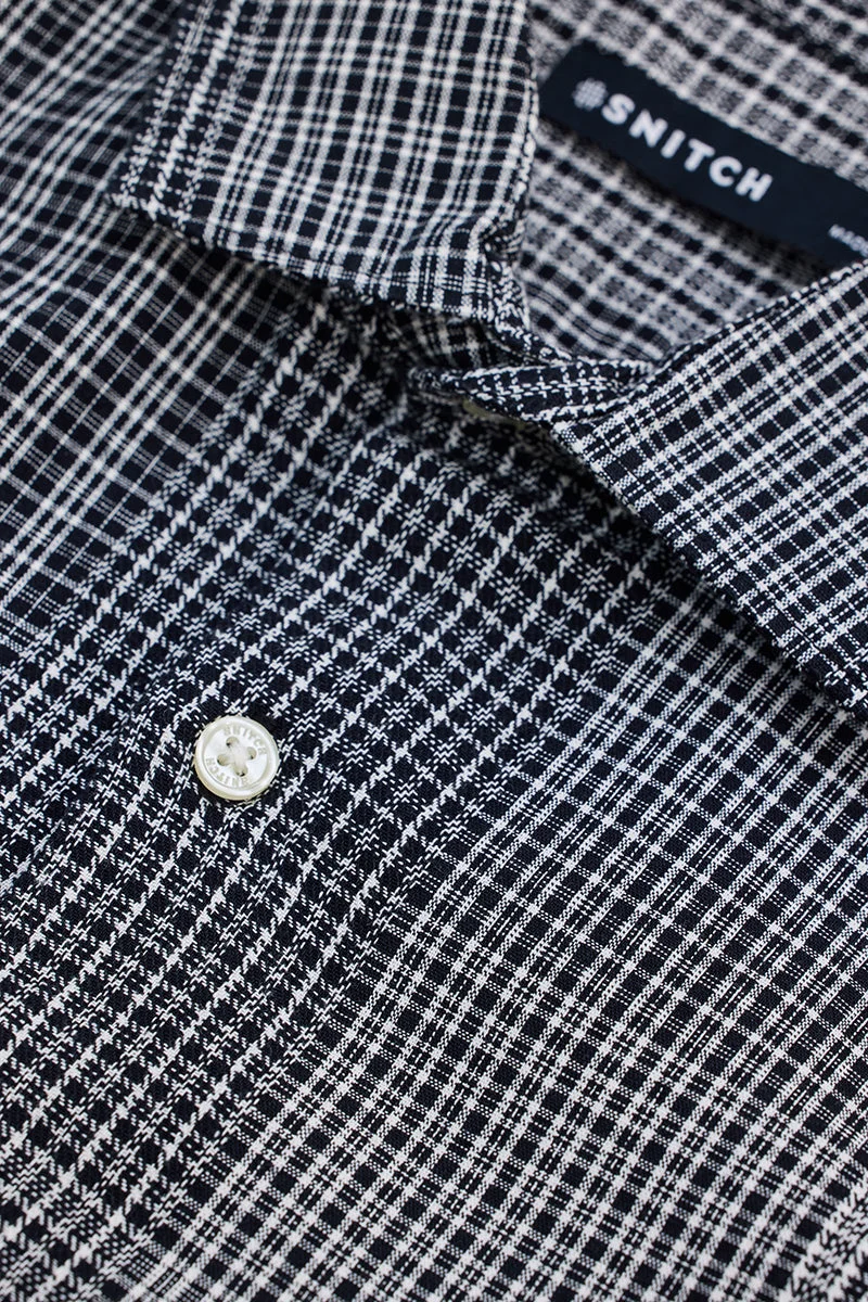 SNITCH Black Checks Slim Fit Shirt