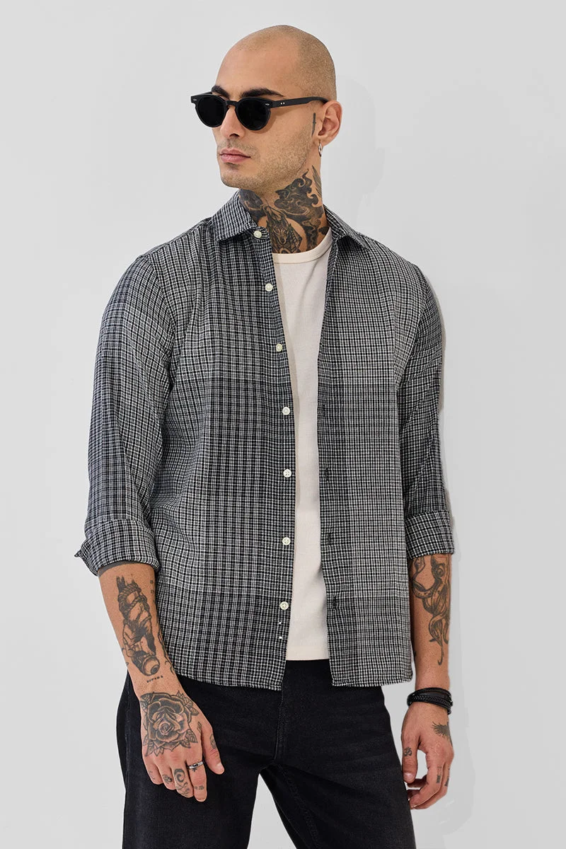 SNITCH Black Checks Slim Fit Shirt