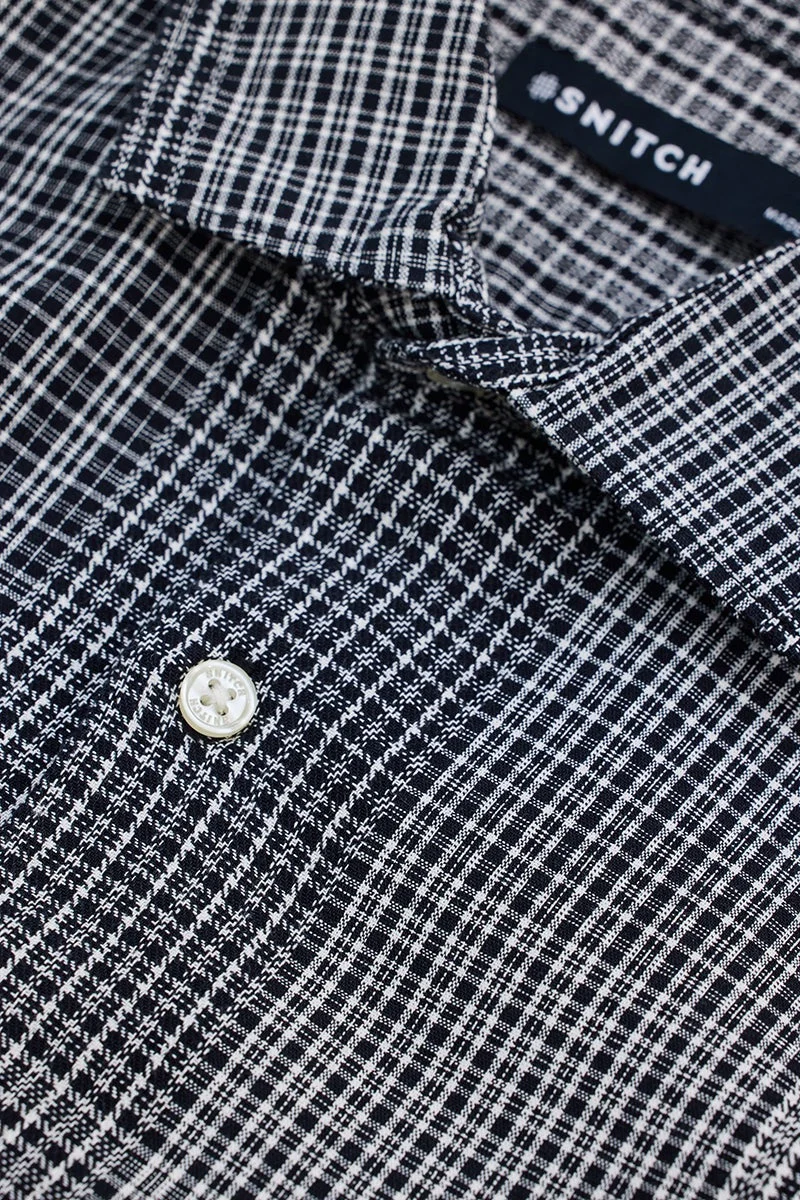 SNITCH Black Checks Slim Fit Shirt
