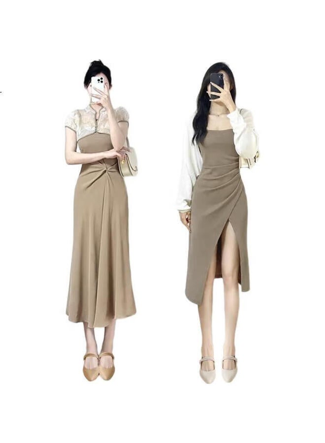 ZHR Mary Jane Shoes Women'S Elegant Pointed Toe Chunky Heel Loafers Women'S Commuter Dual-Use Women'S Shoes Bl267 Beige Size 36 - Image 1