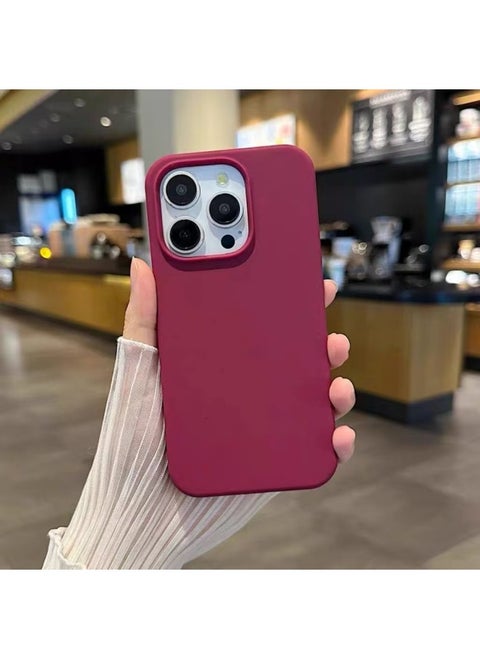 For Apple Mobile Phone Case For Iphone16 Liquid Silicone Protective Case 15 14 Men And Women 12 Advanced Sense Mobile Phone Case-Color:Plum Color [with Logo + Packaging Box]-Applicable Models:For Iphone14 Pro Max