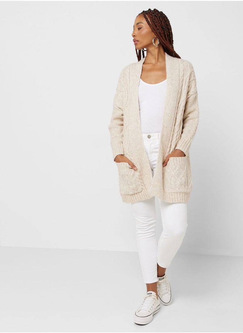 ONLY - Pocket Detail Cable Knitted Cardigan - Image 1