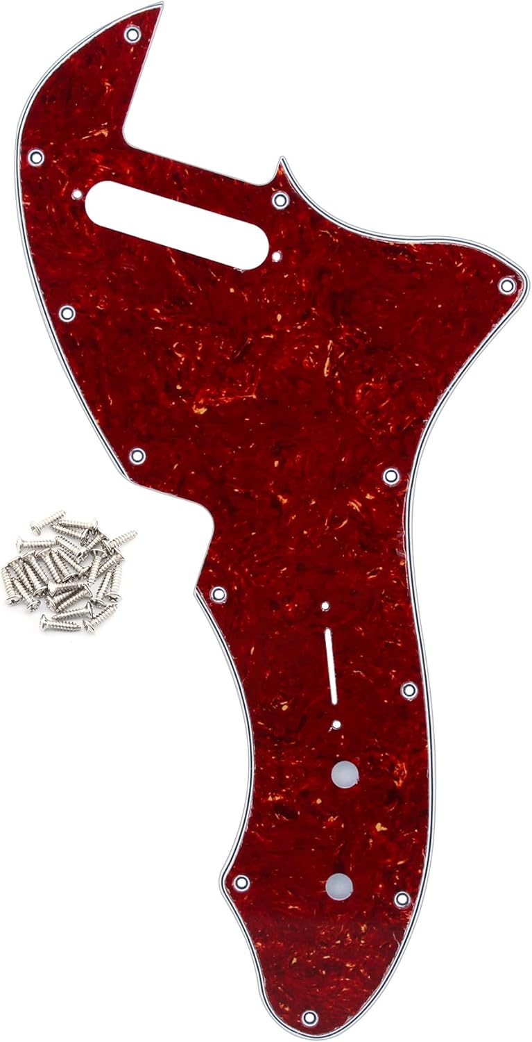 FLEOR 4Ply Red Tortoise Shell TL Pickguard Guitar Pick Guard Plate with Screws Fit 69 TL Thinline Re-issue Guitar Part - Image 1