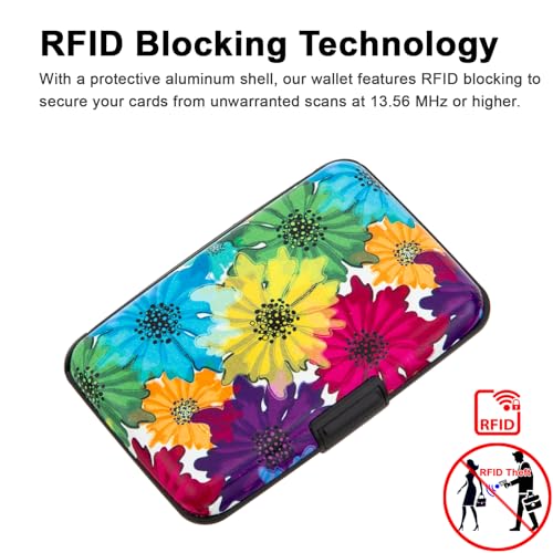 Kaabao Credit Card Holder, Metal Card Wallet RFID Blocking Mini Slim Aluminum Business Hard Card Case for Women Men (Motley Floral) - Image 2