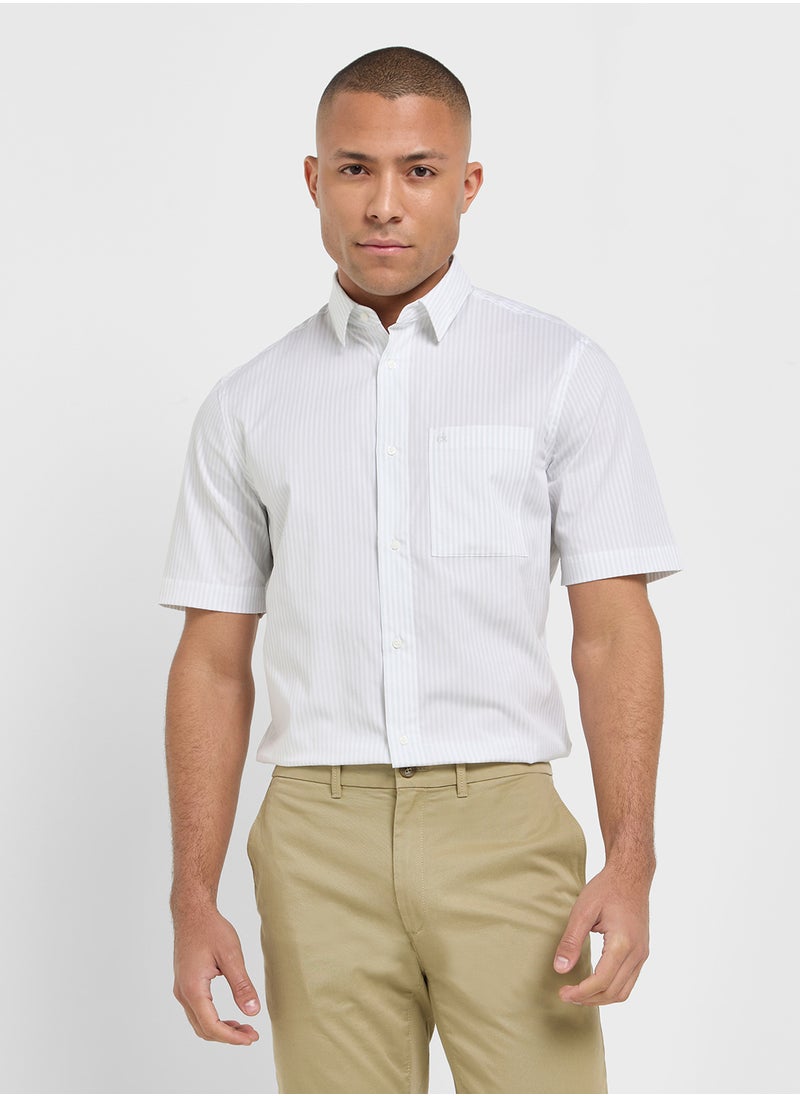 CALVIN KLEIN Poplin Stripe Short Sleeve Shirt  - Image 1