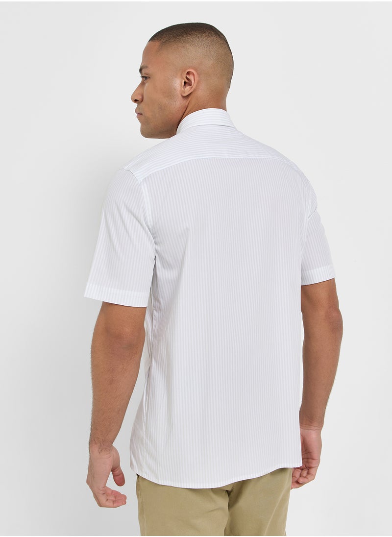 CALVIN KLEIN Poplin Stripe Short Sleeve Shirt  - Image 2