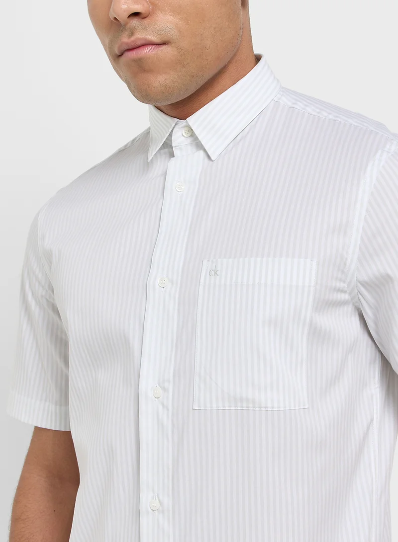 CALVIN KLEIN Poplin Stripe Short Sleeve Shirt