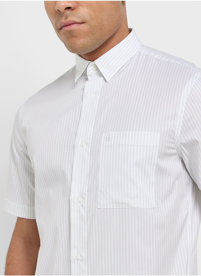 CALVIN KLEIN Poplin Stripe Short Sleeve Shirt  - Image 3