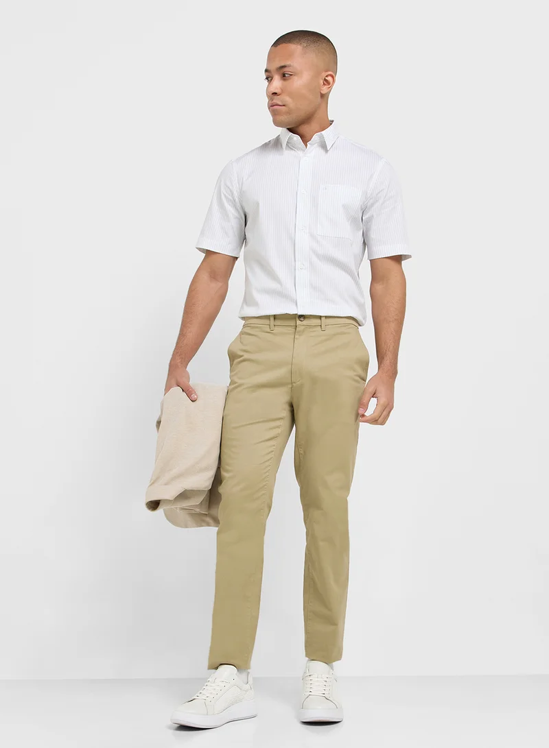 CALVIN KLEIN Poplin Stripe Short Sleeve Shirt