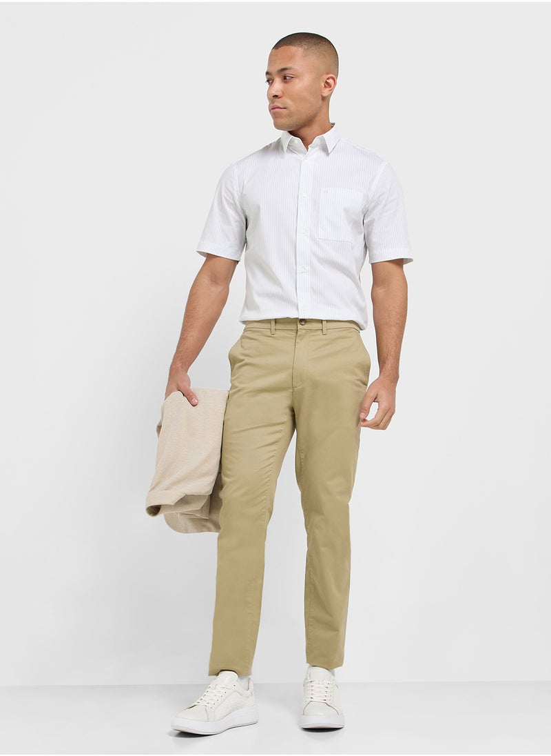 CALVIN KLEIN Poplin Stripe Short Sleeve Shirt  - Image 4