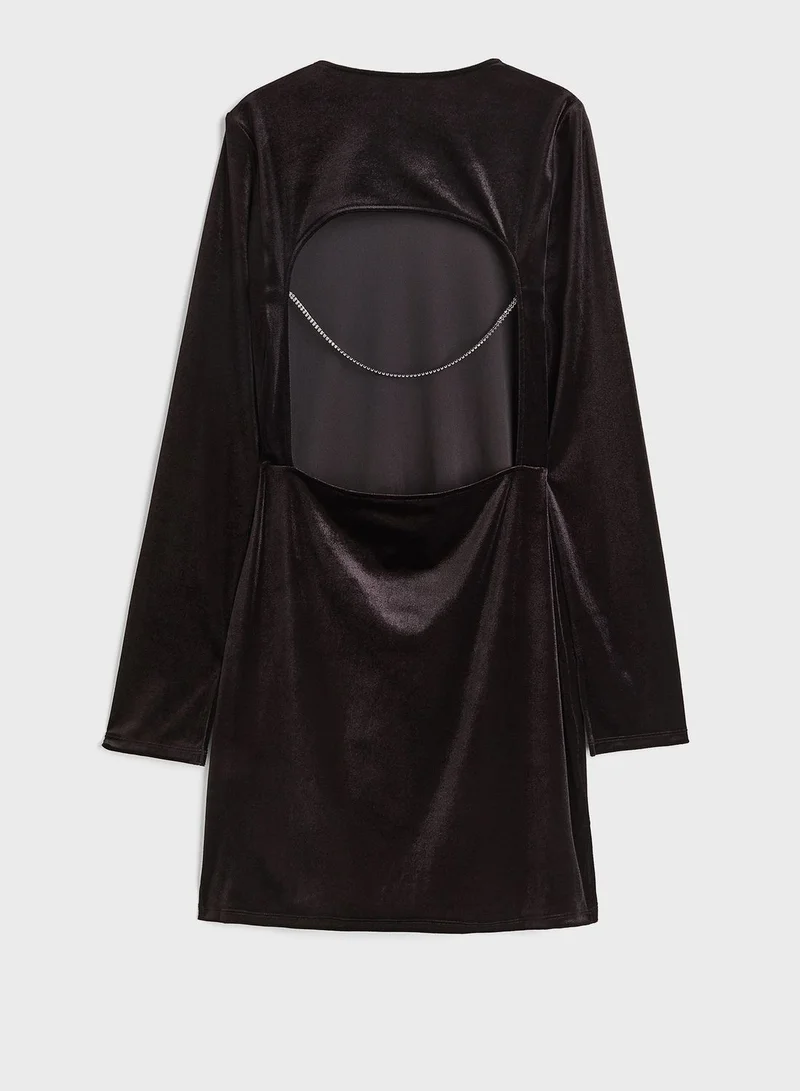 H&M Velvet Longsleeve Dress
