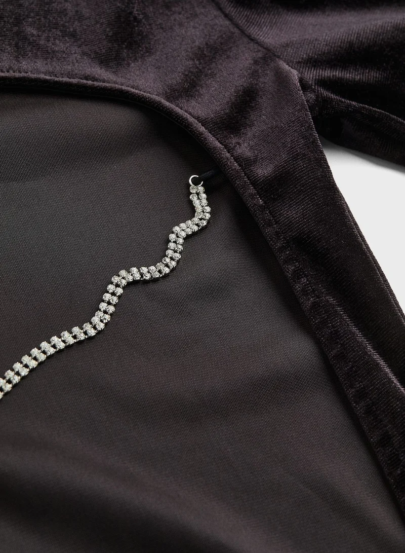 H&M Velvet Longsleeve Dress