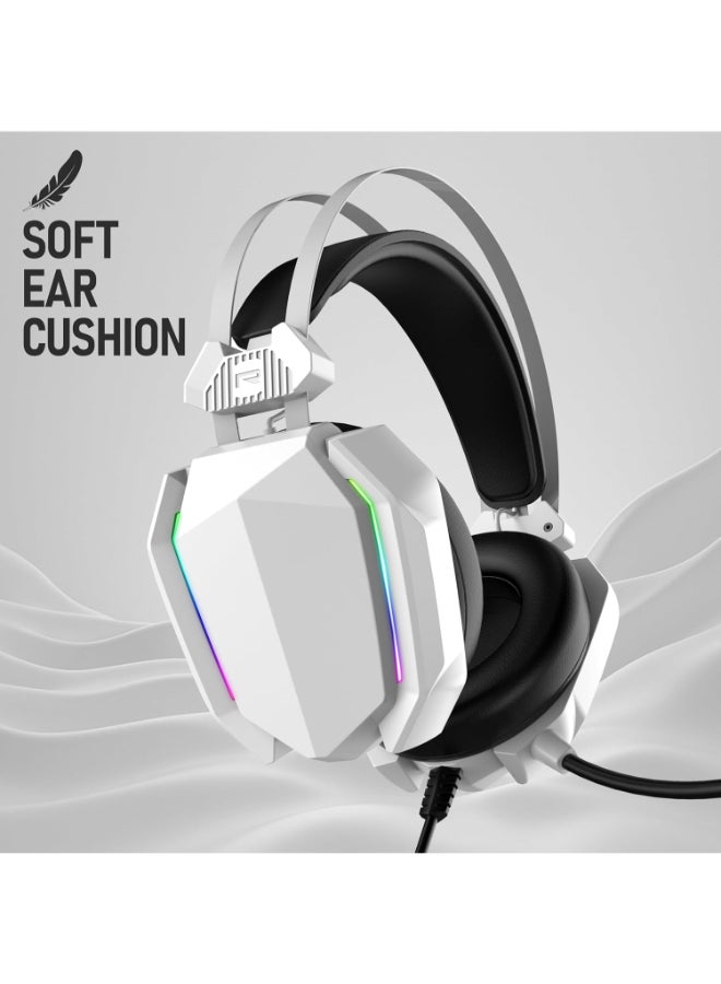 tag Renewed - Gamerz Titan RGB White Over-Ear Gaming Wired Headphone with Soft Ear Cups and Flexible Mic - Image 3