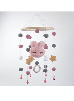 Bukela Baby Crib Bell, Baby Wind Chime with Felt Ball, 3D Cloud 360° Rotating Bed Bell Crib Hanging Children's Bed Decoration 